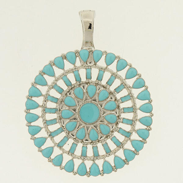 Wearable Art Silver & Turquoise Round Enhancer - image 