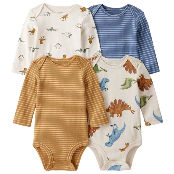 Baby Boy (NB-24M) Carter''s(R) 4pk. Dino & Stripe Bodysuits - image 