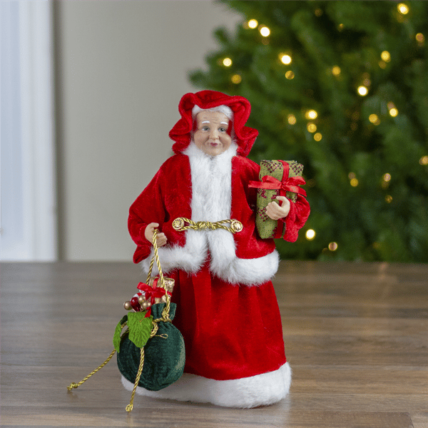 Northlight Mrs Claus with Present & Gift Bag Christmas Figure