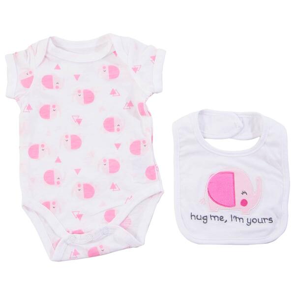 Baby Girl &#40;NB-9M&#41; Emporio Baby Elephant Bodysuit & Bib - image 