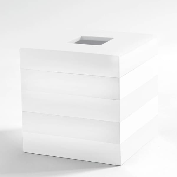 Cassadecor White Lacquer Stripe Bath Accessories - Tissue Holder - image 