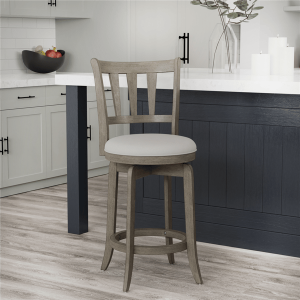 HH2 Home Presque Isle Grey Wood Counter Height Swivel Stool - image 