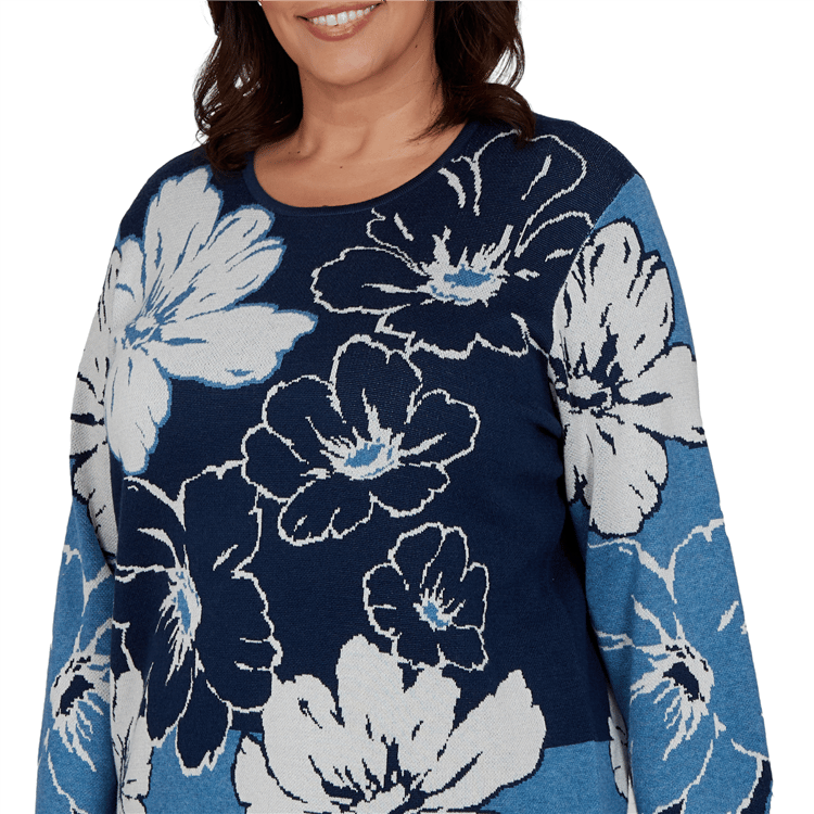 Plus Size Alfred Dunner Good To Go Floral Patch Sweater