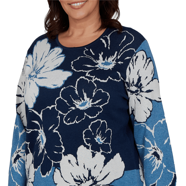 Plus Size Alfred Dunner Good To Go Floral Patch Sweater