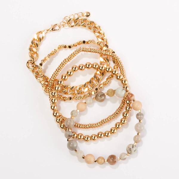 Ashley Cooper&#40;tm&#41; Shiny Natural Gold-Tone Multi-Bead Bracelet Set - image 