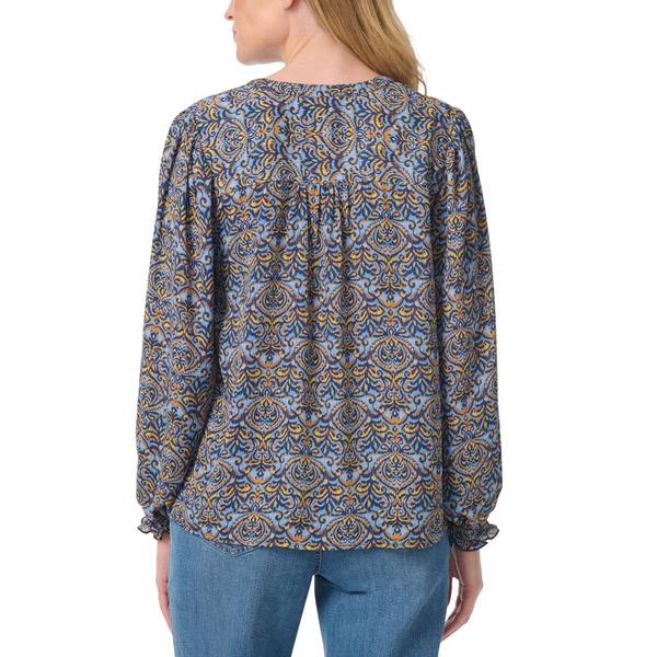 Petite Gloria Vanderbilt Danika Poet Sleeve Damask Blouse