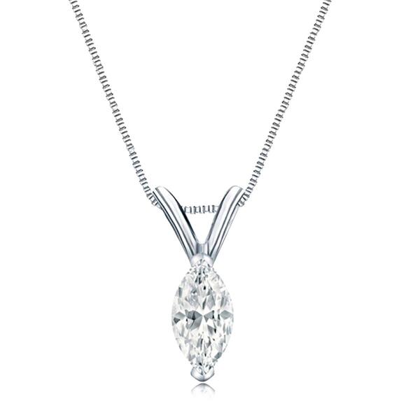 Parikhs 14kt. White Gold Marquise Diamond Pendant Necklace - image 