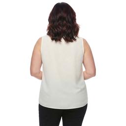 Plus Size Kasper Sleeveless Rhinestone Tie Front Blouse