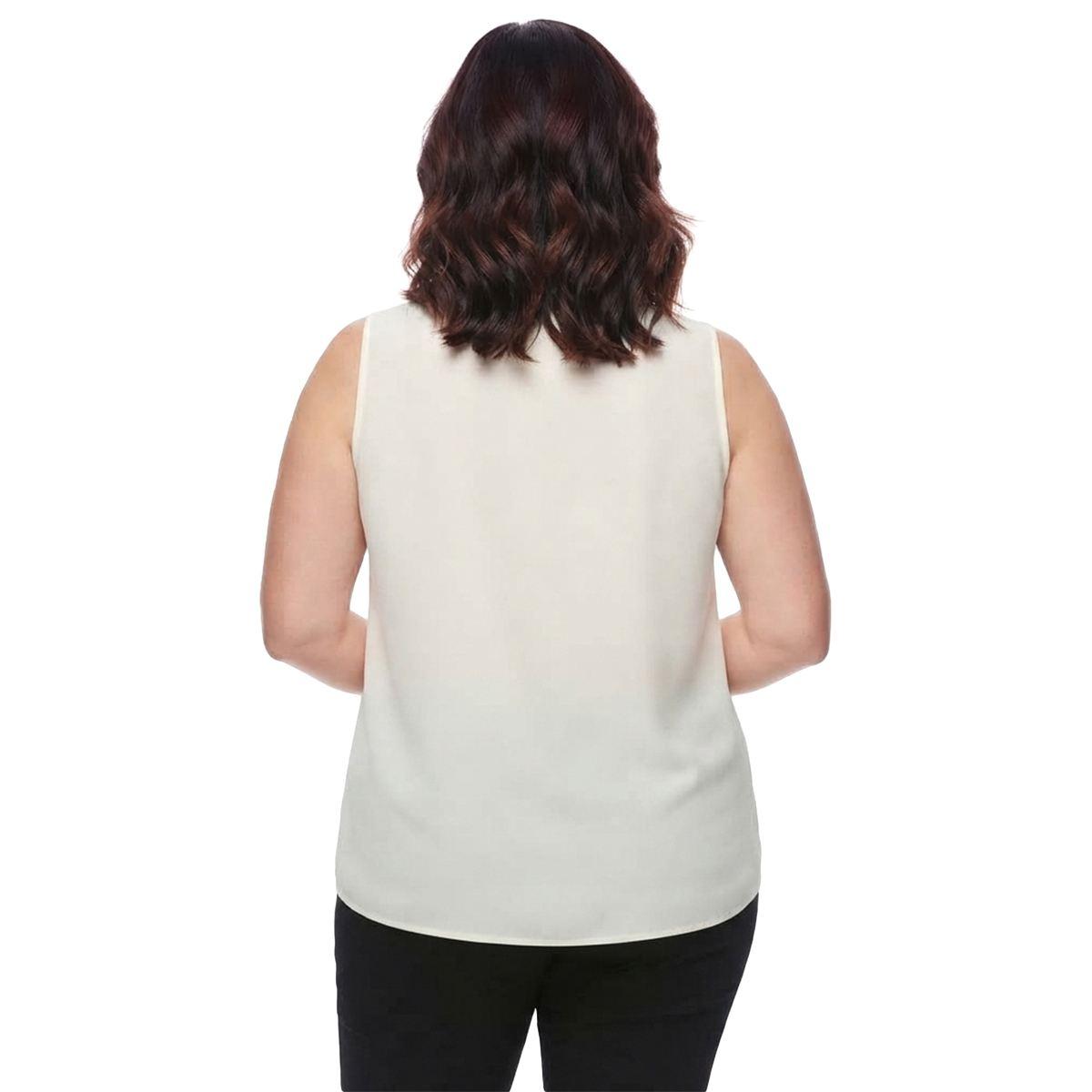 Plus Size Kasper Sleeveless Rhinestone Tie Front Blouse