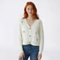 Juniors No Comment Cable Rib V-Neck Cardigan with 3D Knit Flowers - image 1