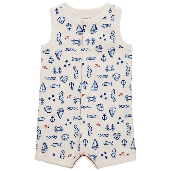 Baby Boy &#40;NB-24M&#41; Carters&#40;R&#41; Nautical Sea Life Snap Up Romper - image 