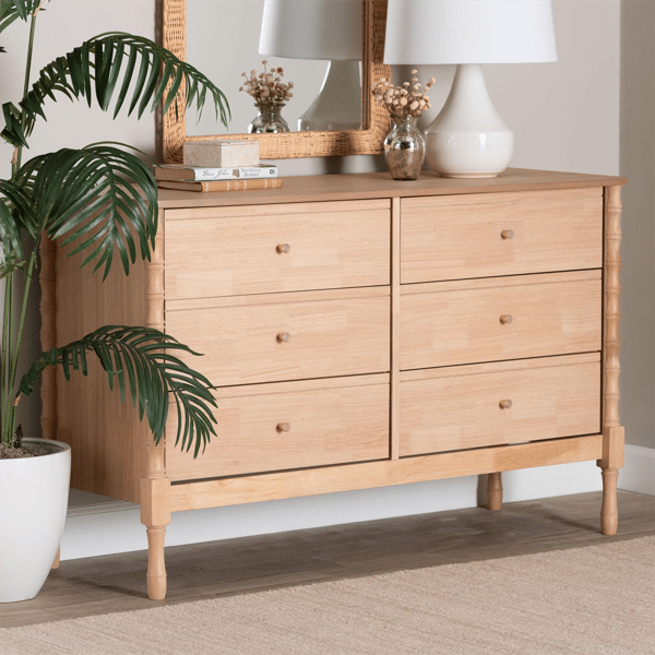 Baxton Studio Laurent Dresser 6-Drawer Bedroom Organizer