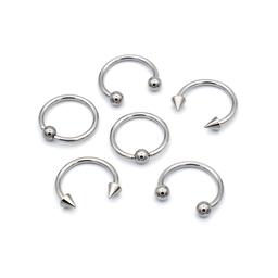 6pk. 16-Gauge Captive Bead Rings & Spikes Set