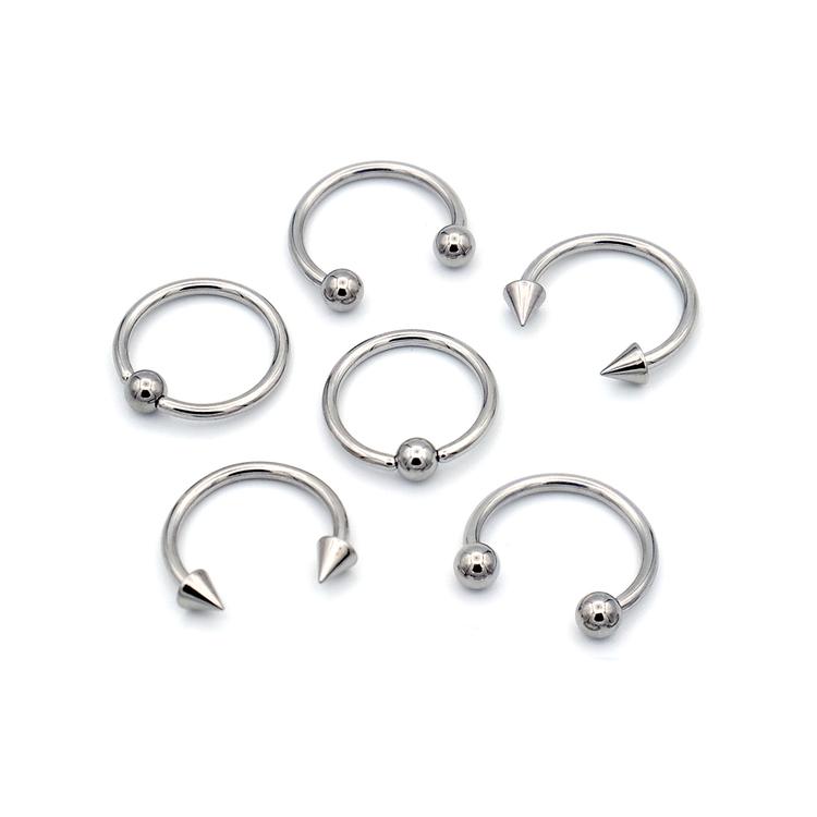 6pk. 16-Gauge Captive Bead Rings & Spikes Set