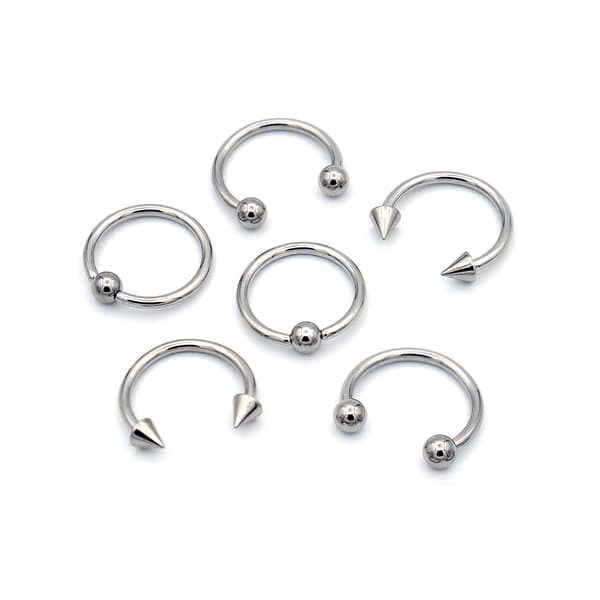 6pk. 16-Gauge Captive Bead Rings & Spikes Set