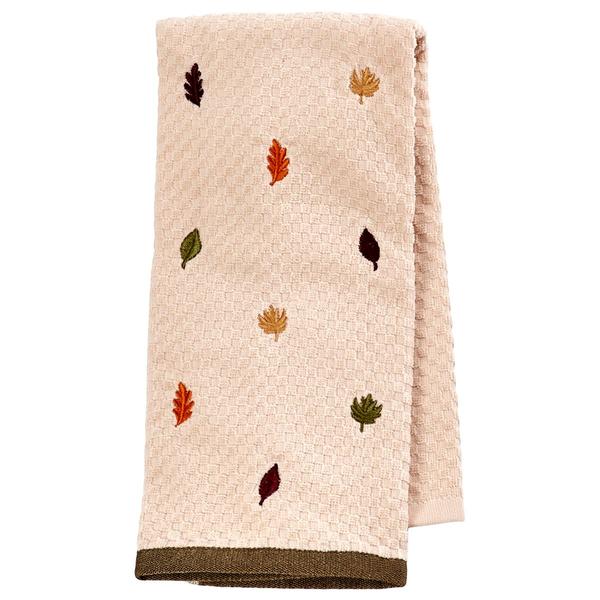 Leaf Pile Parchment Velour Check Hand Towel - image 