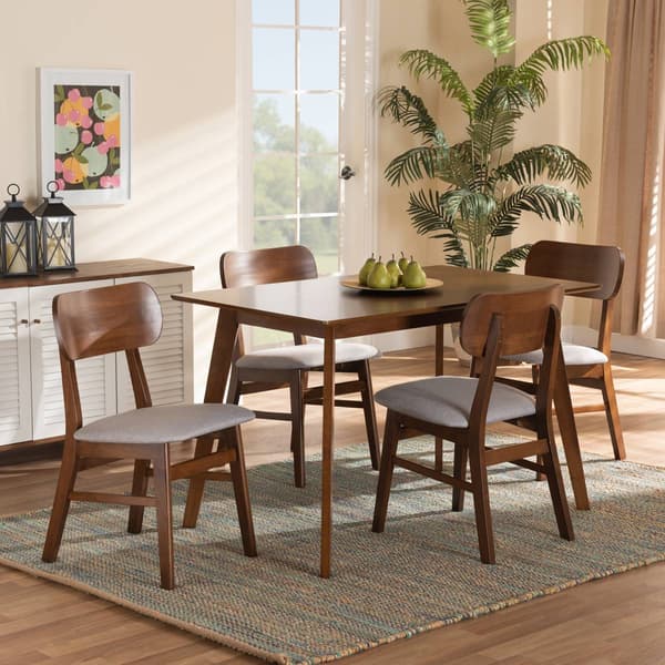 Baxton Studio Euclid Walnut Brown Finished Wood 5pc. Dining Set