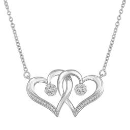 Nova Star(R) Silver Lab Grown Diamond Double Heart Necklace