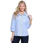 Womens Ali Miles 3/4 Puff Sleeve Ric Rac Trim Striped Blouse - image 1