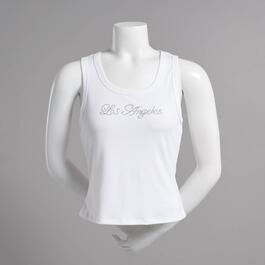 Juniors No Comment LA Girlie Ribbed Rhinestone Tank Top