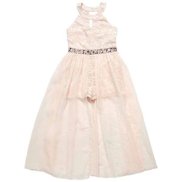 Girls &#40;7-16&#41; Speechless&#40;R&#41; Sleeveless Halter Walk Thru Lace Dress - image 