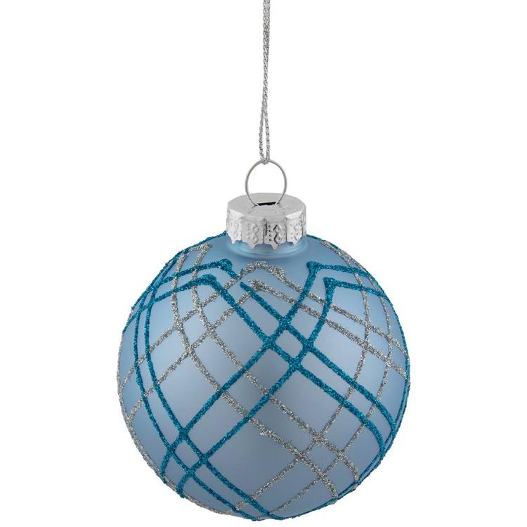 Northlight Seasonal 4pc. Silver Plaid Pattern Glass Ornament