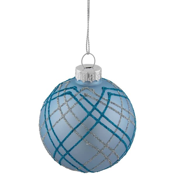 Northlight Seasonal 4pc. Silver Plaid Pattern Glass Ornament