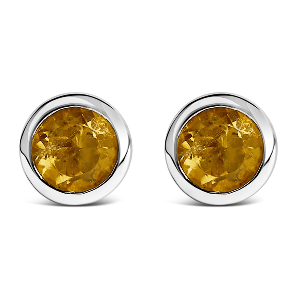 Haus of Brilliance Sterling Silver Yellow Citrine Stud Earrings