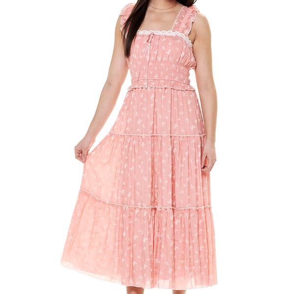 Juniors Trixxi Sleeveless Floral Tiered Smocked Midi Dress
