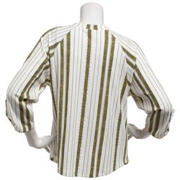 Womens Cure 3/4 Roll Tab Sleeve Stripe Crew Neck Blouse