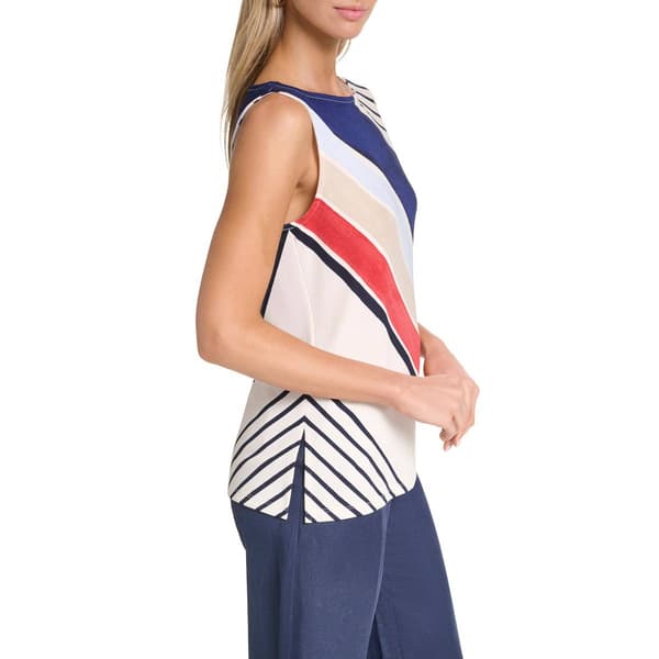 Womens Halston Sleeveless Diagonal Stripe Blouse