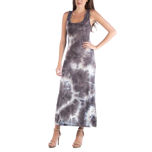 Womens 24/7 Comfort Apparel Tie Dye Scoop Neck Maxi Dress
