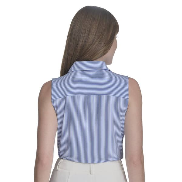 Womens Tommy Hilfiger Sleeveless Stripe Button Front Blouse