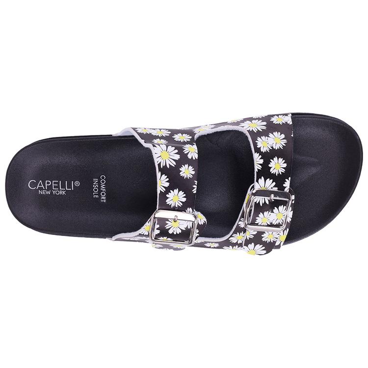 Womens Capelli New York Daisies Double Strip Slide Sandals