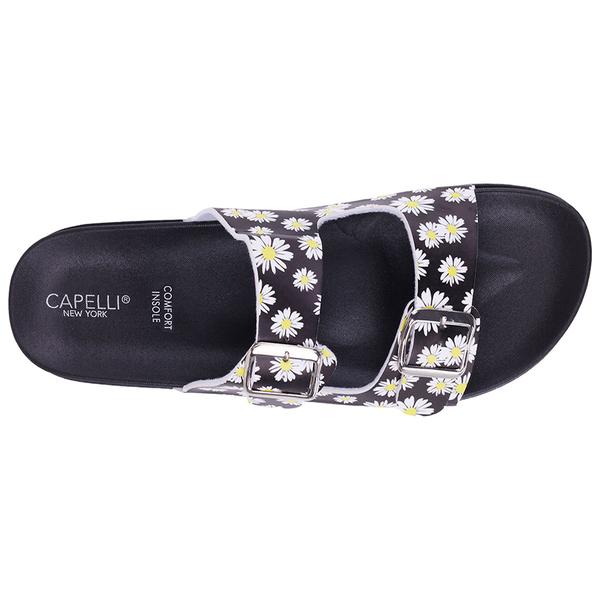 Womens Capelli New York Daisies Double Strip Slide Sandals