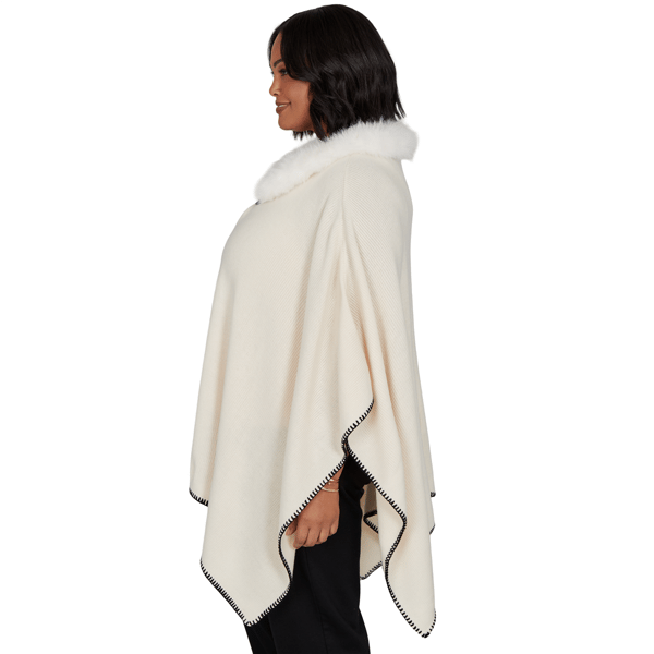 Plus Size Emaline Country Code Faux Fur Collar Knit Cape