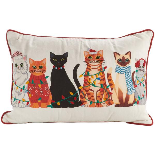 Christmas Cats Decorative Pillow - 12x18 - image 