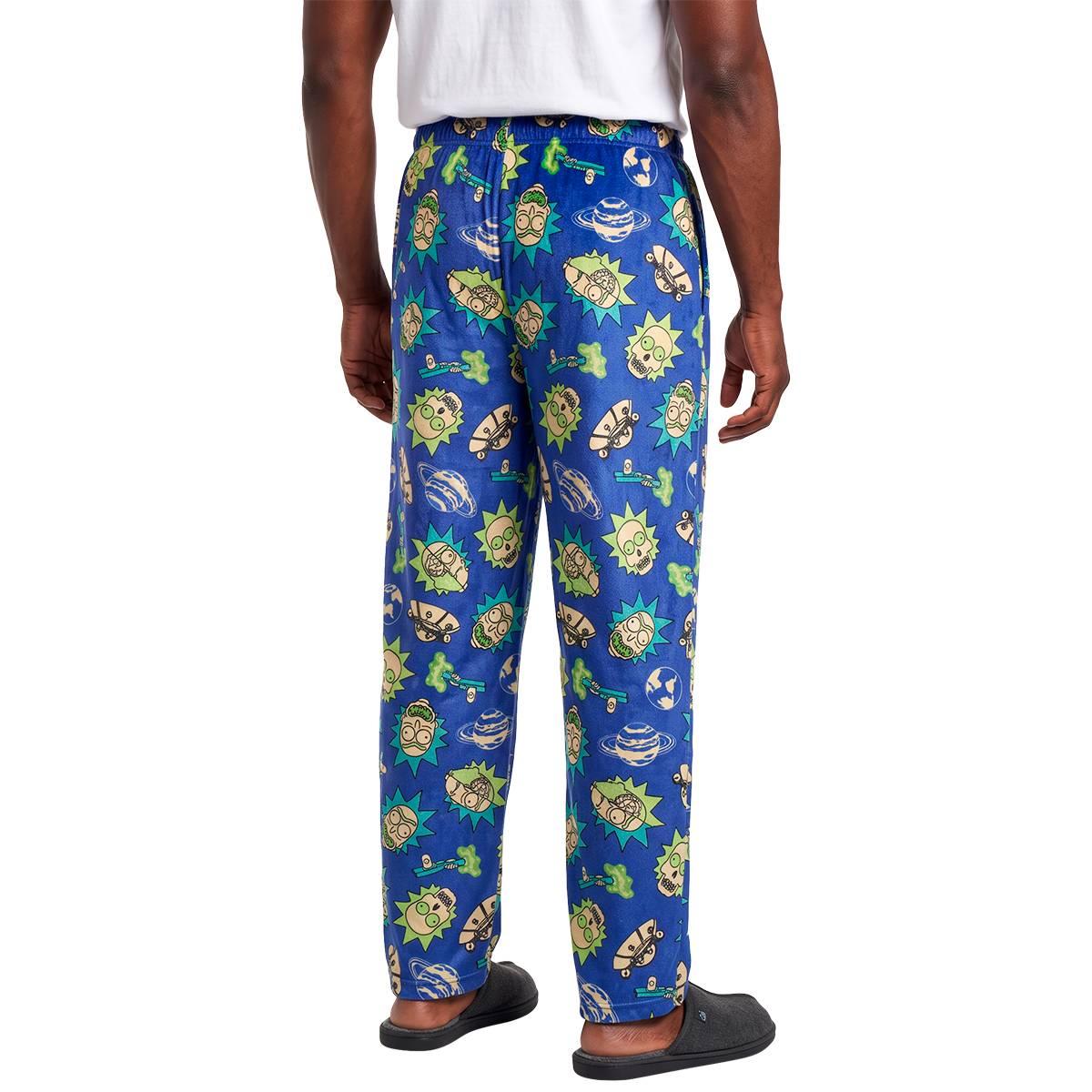 Mens Rick & Morty Retro Silky Fleece Pajama Pants