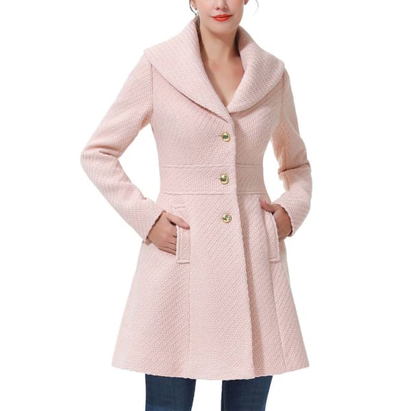 Womens BGSD Fit & Flare Boucle Wool Coat