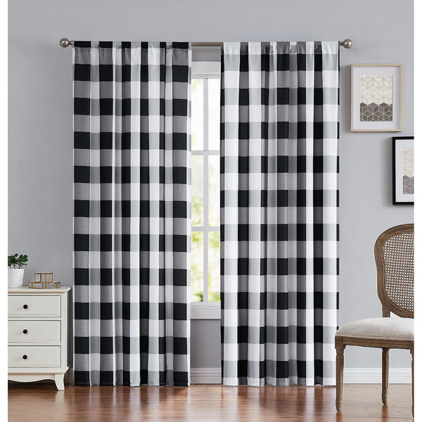 Truly Soft Everyday Buffalo Plaid Black Window Curtains - image 