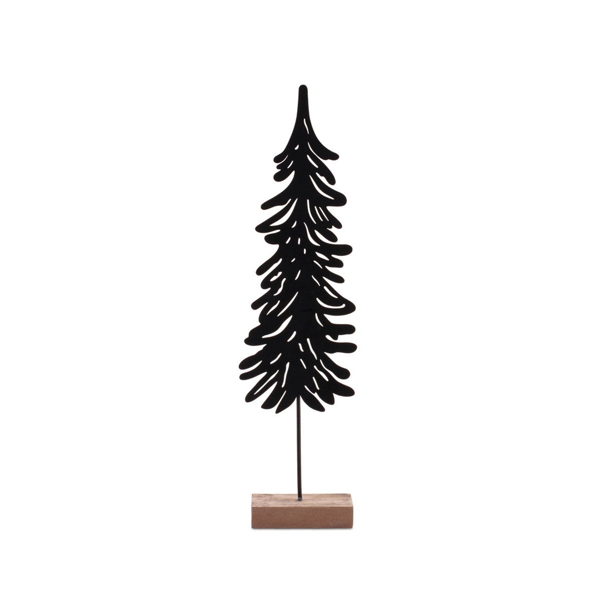 Melrose Cut-Out Metal Pine Tree with Wood Base - Set of 2