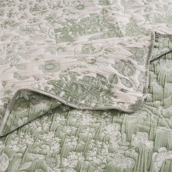 Greenland Home Fashions™ Green Toile Classic Floral Throw Blanket