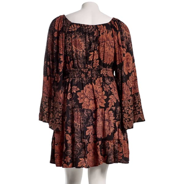 Juniors Plus Angie Long Sleeve Surplice Babydoll Dress