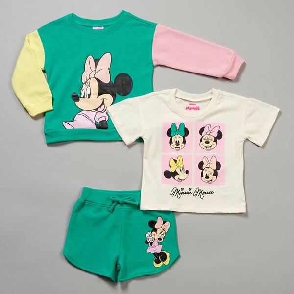 Toddler Girl Disney&#40;R&#41; 3pc. Minnie Mouse Crew w/ Tee & Shorts Set - image 