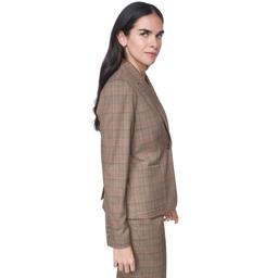 Womens Tommy Hilfiger Long Puff Sleeve One Button Plaid Blazer