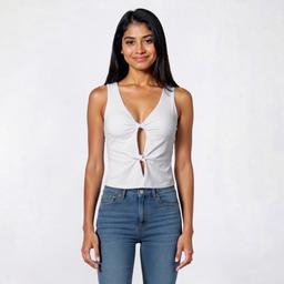Juniors No Comment Front Twist Tank Top w/ Mold Cup