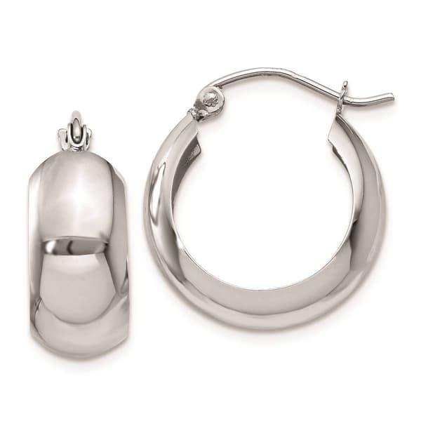 Gold Classics&#40;tm&#41; 14kt. White Gold 13x7mm Hoop Earrings - image 