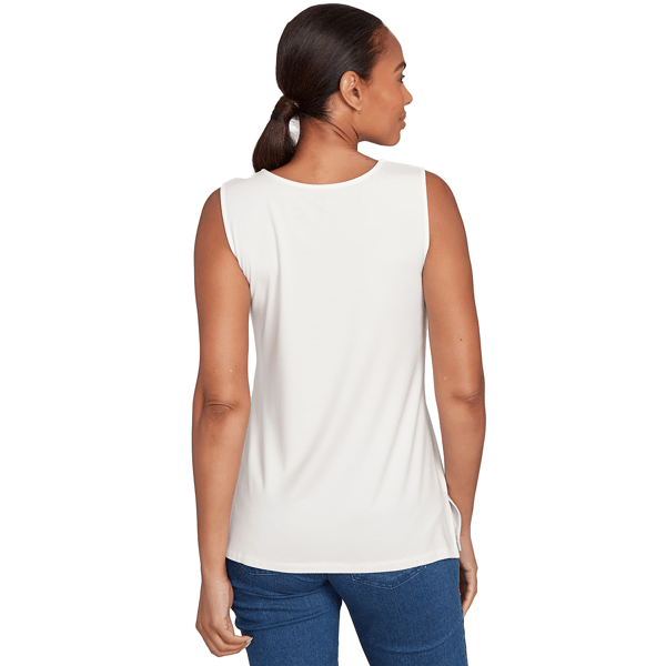 Petite Ruby Rd. Indigo Go Floral Embroidery Sleeveless Blouse