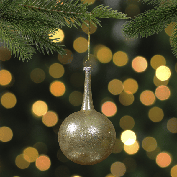 Northlight 5.5in. Gold Glitter Teardrop Ball Christmas Ornament