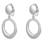 Design Collection Silver-Tone Drop Hoop Clip Earrings - image 1